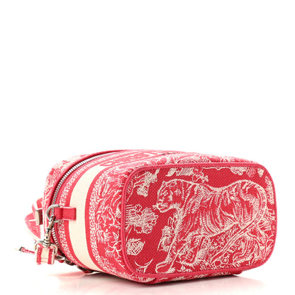 Christian Dior Canvas Embroidered Toile De Jouy Small Travel Vanity Case Fuchsia 3 of 8