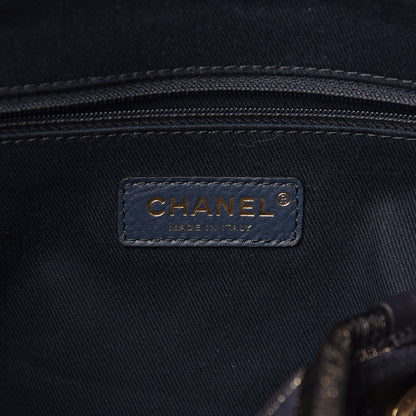 Chanel Lurex Canvas Medium Deauville Tote Navy Blue Gold 6 of 13
