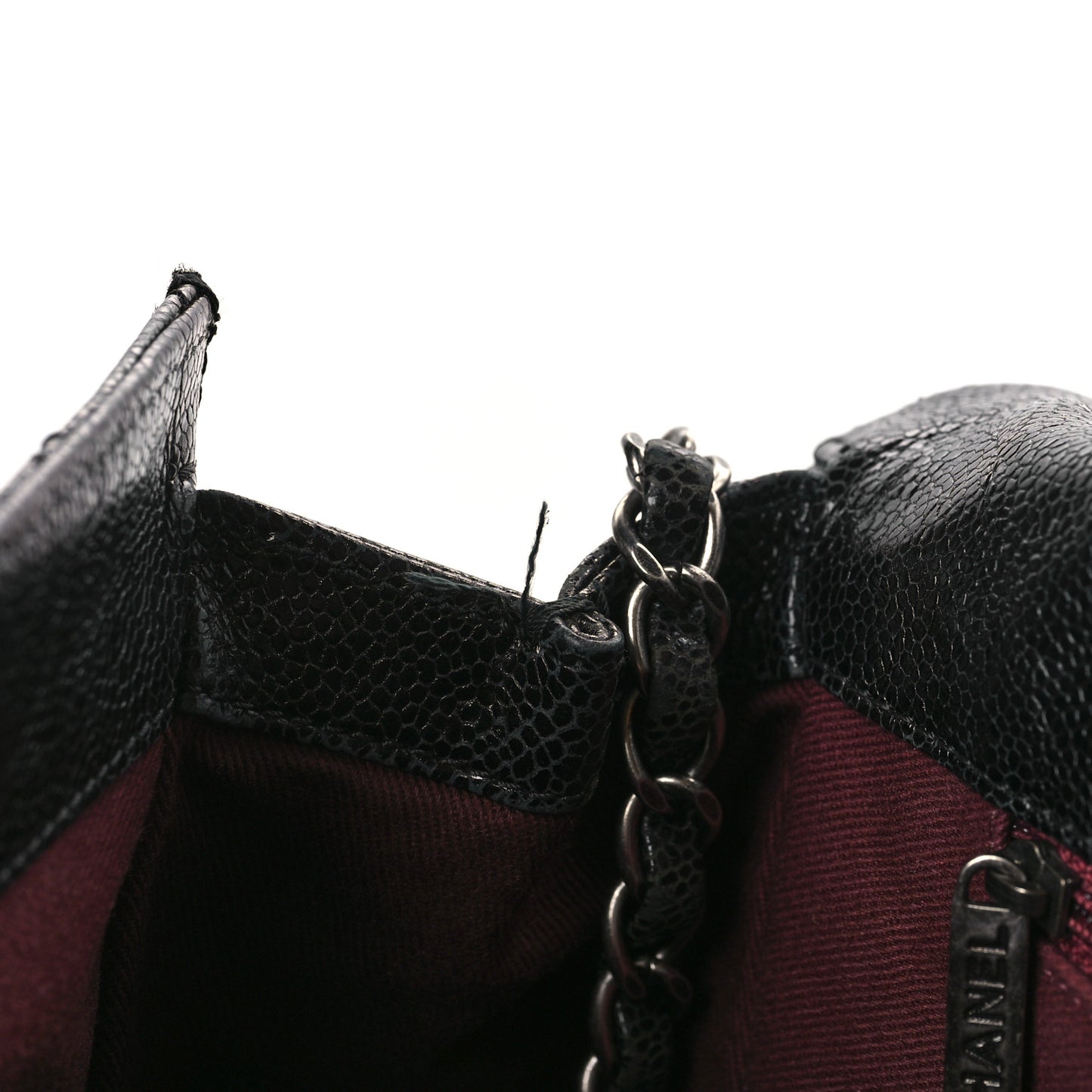 Crumpled Grained Calfskin Jumbo CC Crave Flap Black