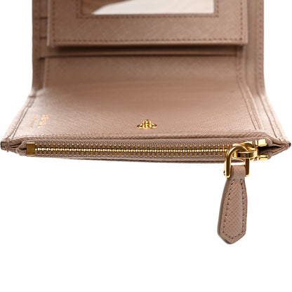 Prada Saffiano Metal Bi-Fold Zip Wallet Cammeo 7 of 7