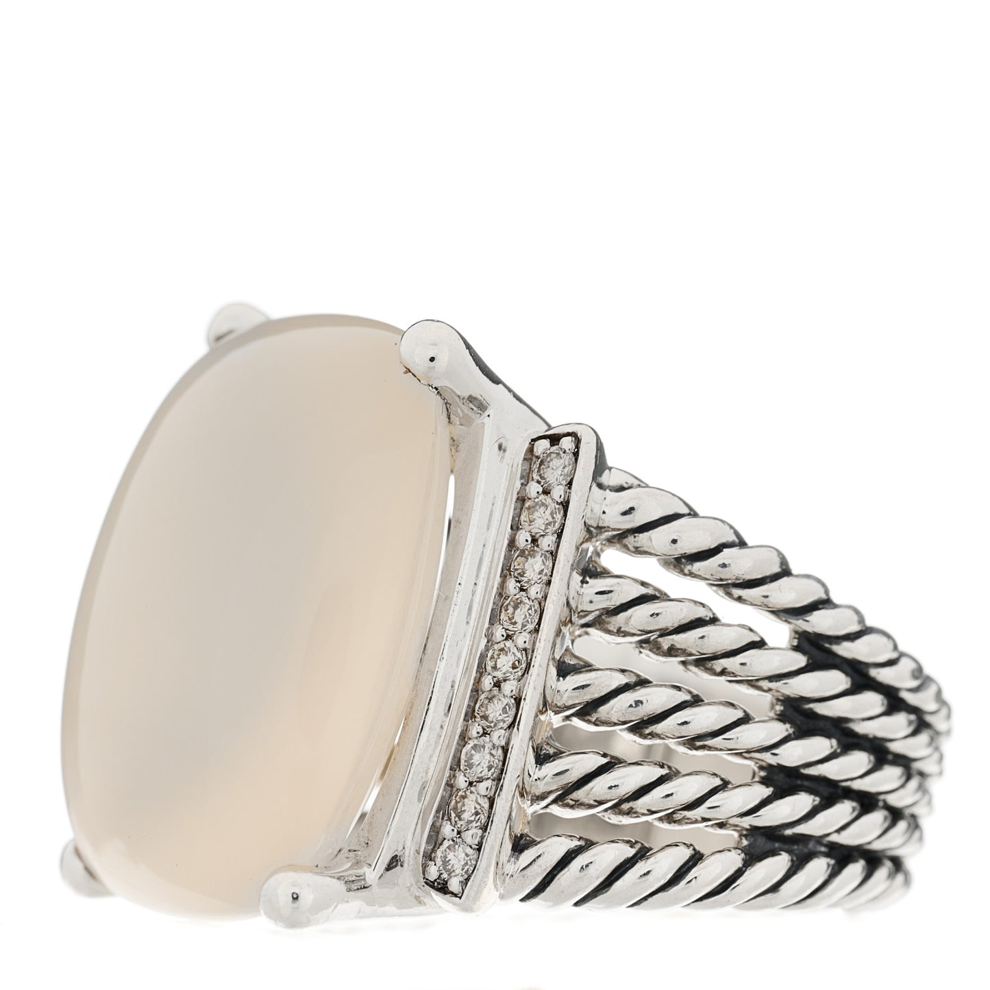 Sterling Silver Diamond Moon Quartz 20mm Wheaton Ring 55 7.25