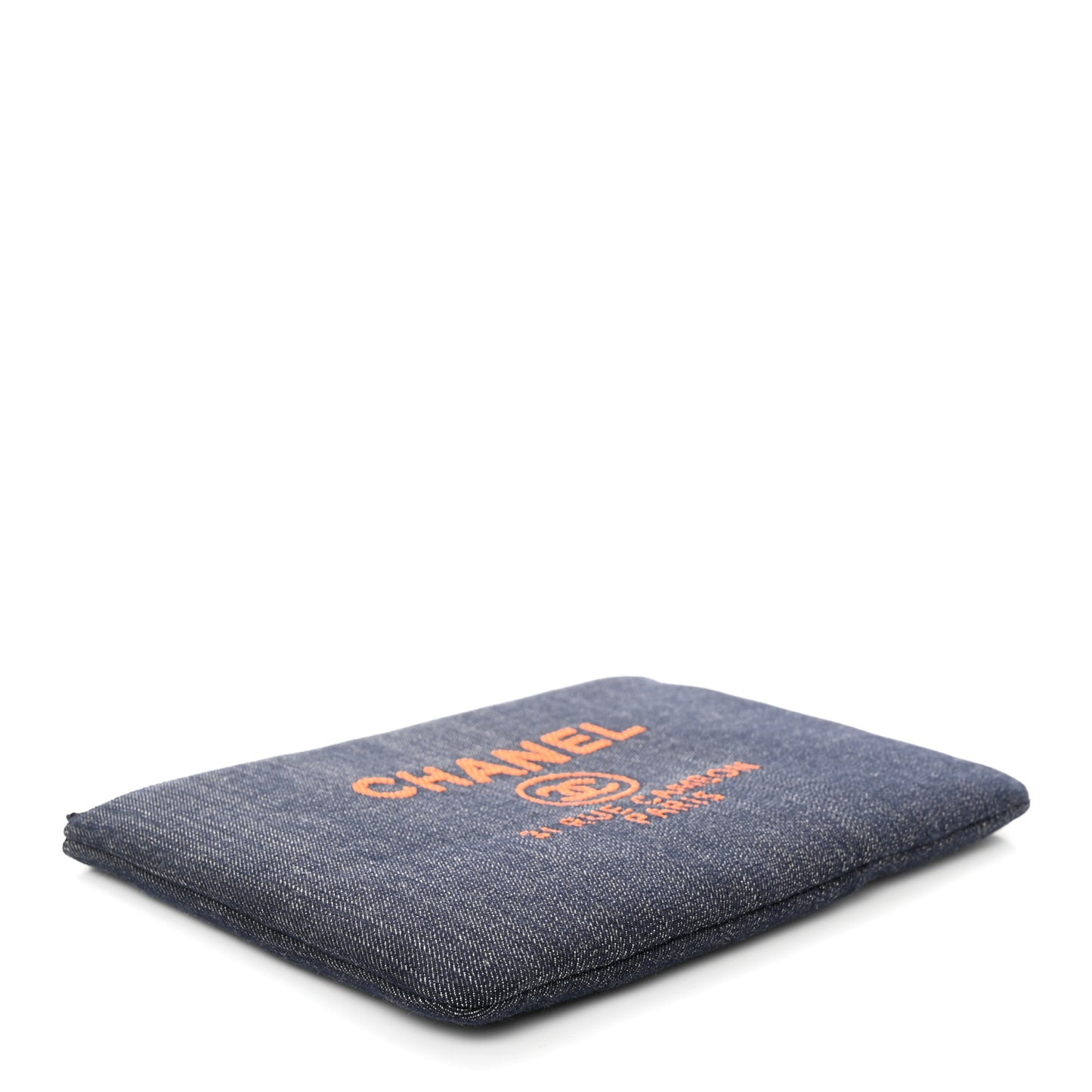 Denim Medium Deauville Pouch Clutch Blue Orange