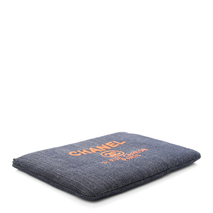 Chanel Denim Medium Deauville Pouch Clutch Blue Orange 4 of 8