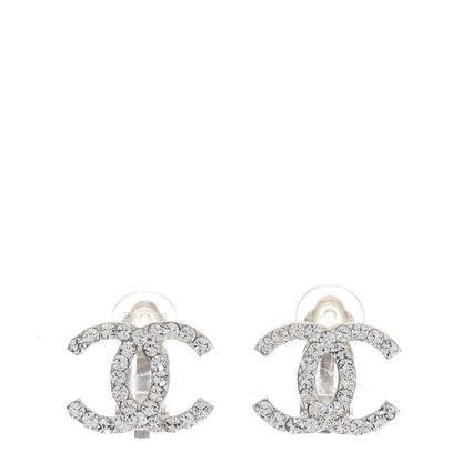 Chanel Crystal CC Clip On Earrings Silver 1 of 4