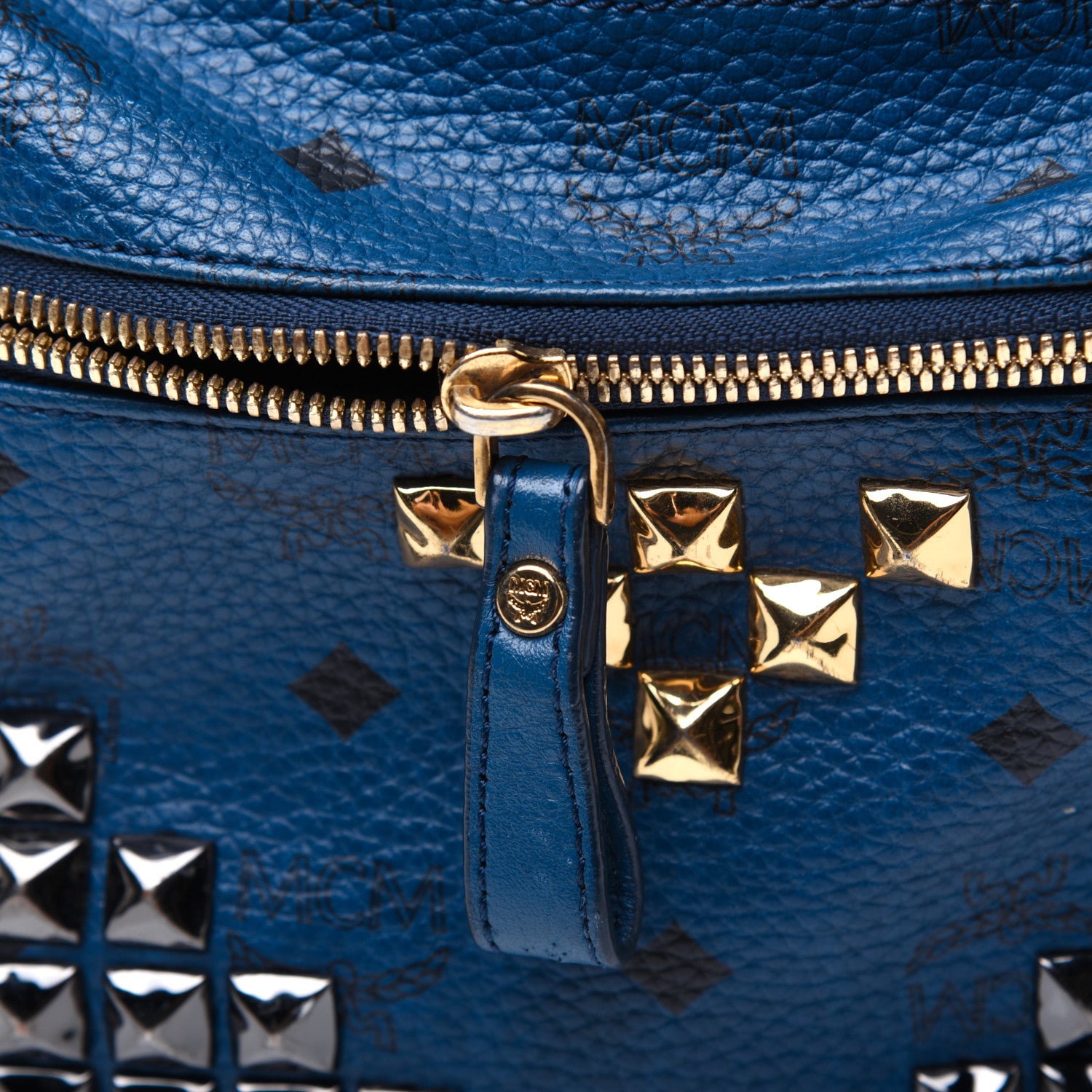 MCM Visetos Studded Small Stark M Backpack Blue 22 of 31