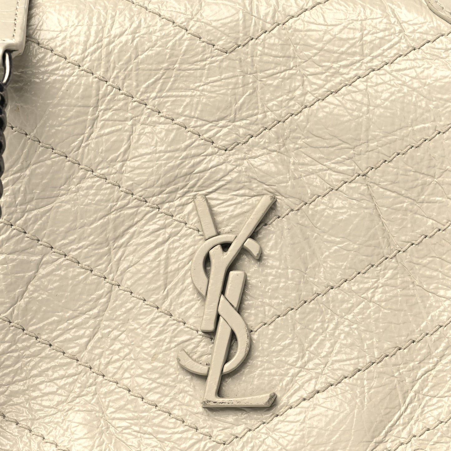 Crinkled Calfskin Matelasse Monogram Niki Chain Wallet Crema Soft