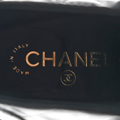 Chanel Shiny Calfskin Quilted Lace Up Combat Boots 41 Black 7 of 10