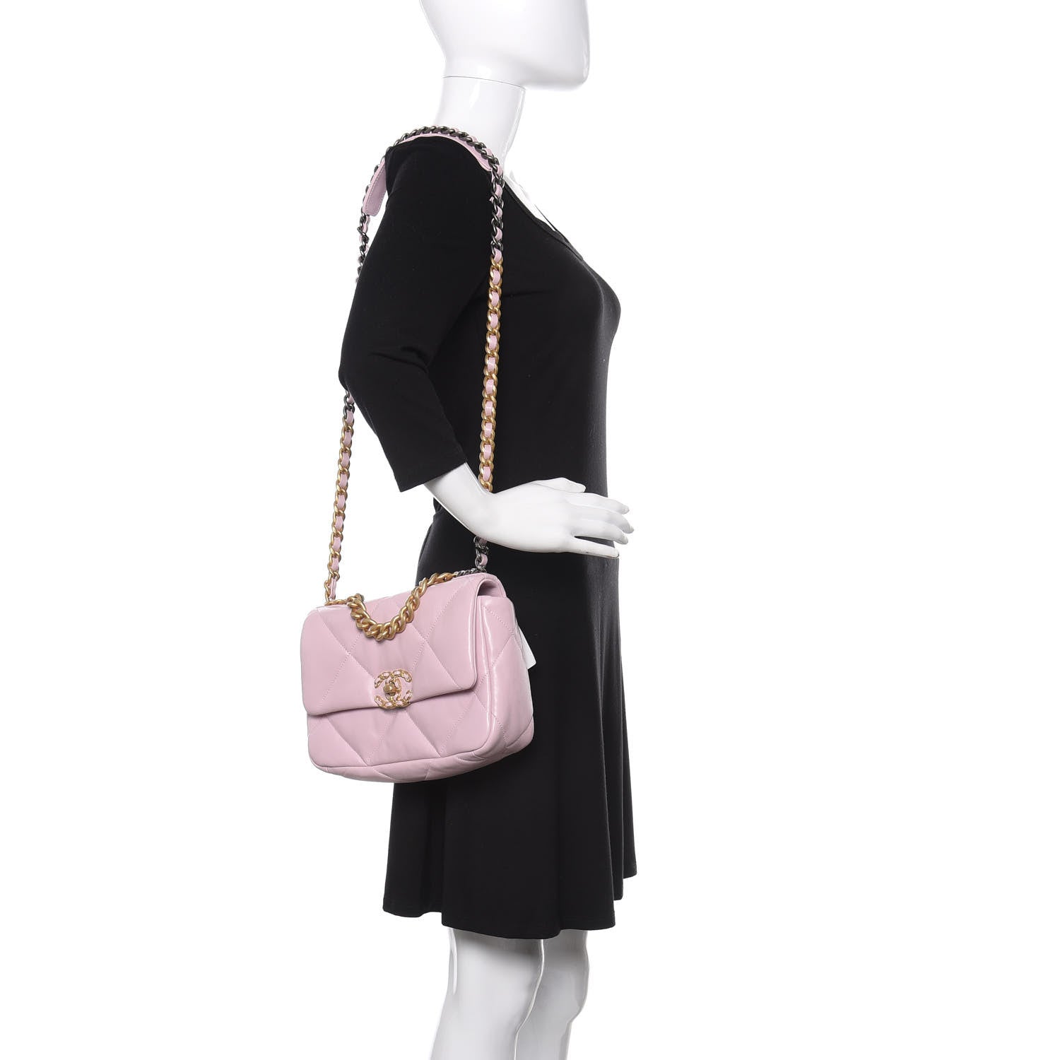 Chanel Lambskin Quilted Medium 19 Flap Light Pink 2 of 11