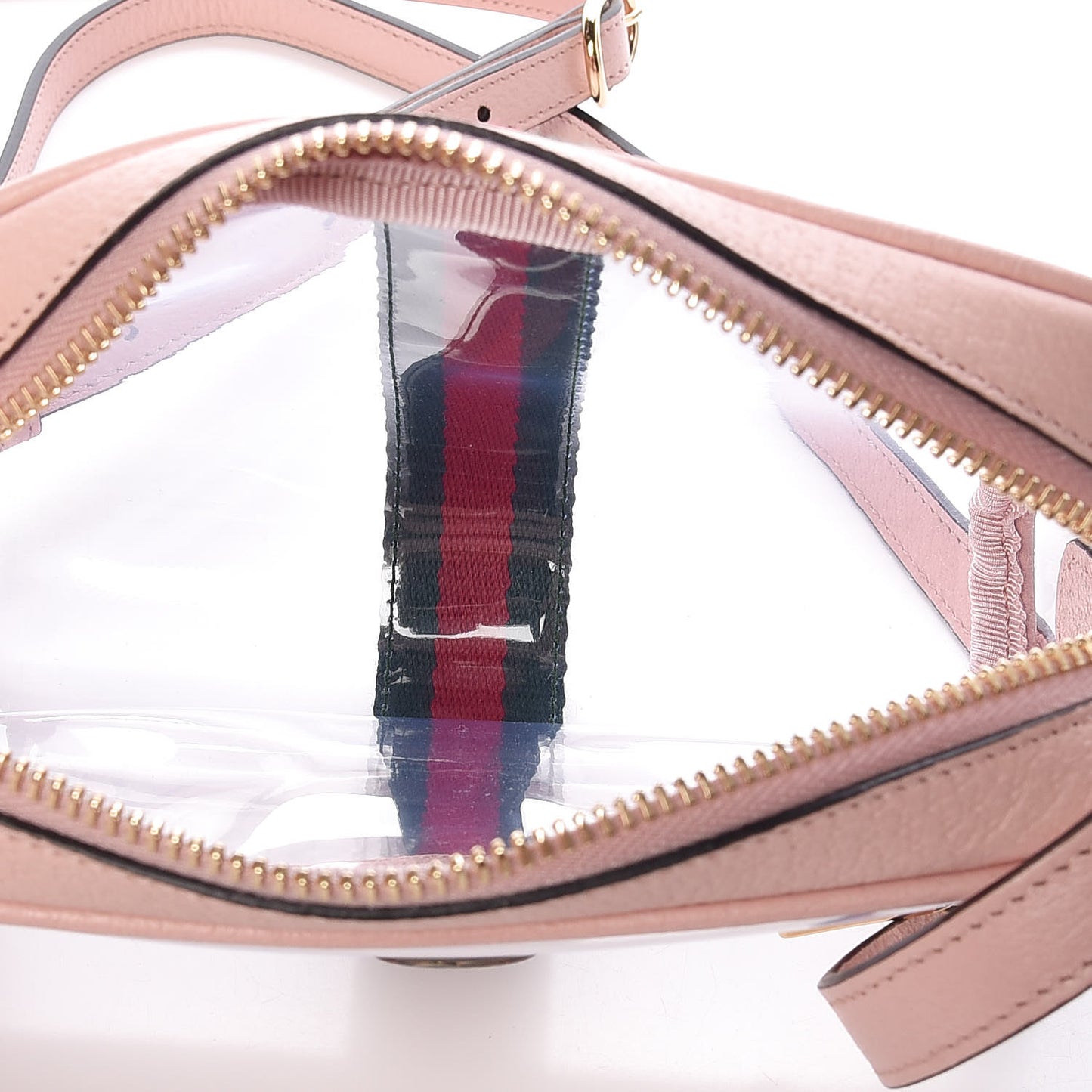 Vinyl Web Mini Ophidia Transparent Shoulder Bag Perfect Pink