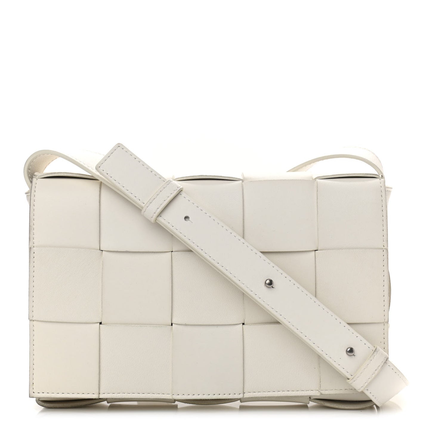 Lambskin Maxi Intrecciato Cassette Crossbody Bag White