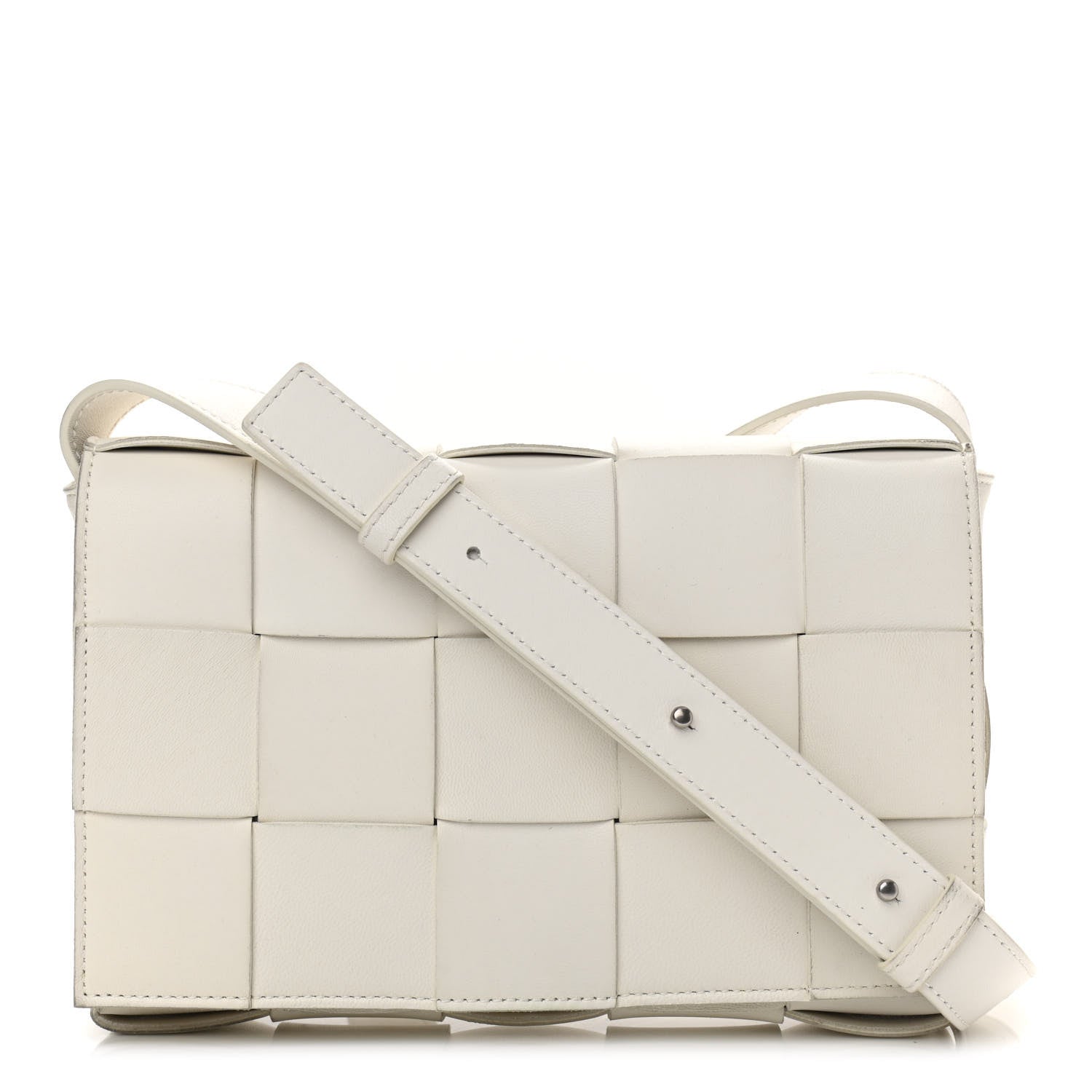 Bottega Veneta Lambskin Maxi Intrecciato Cassette Crossbody Bag White 1 of 13