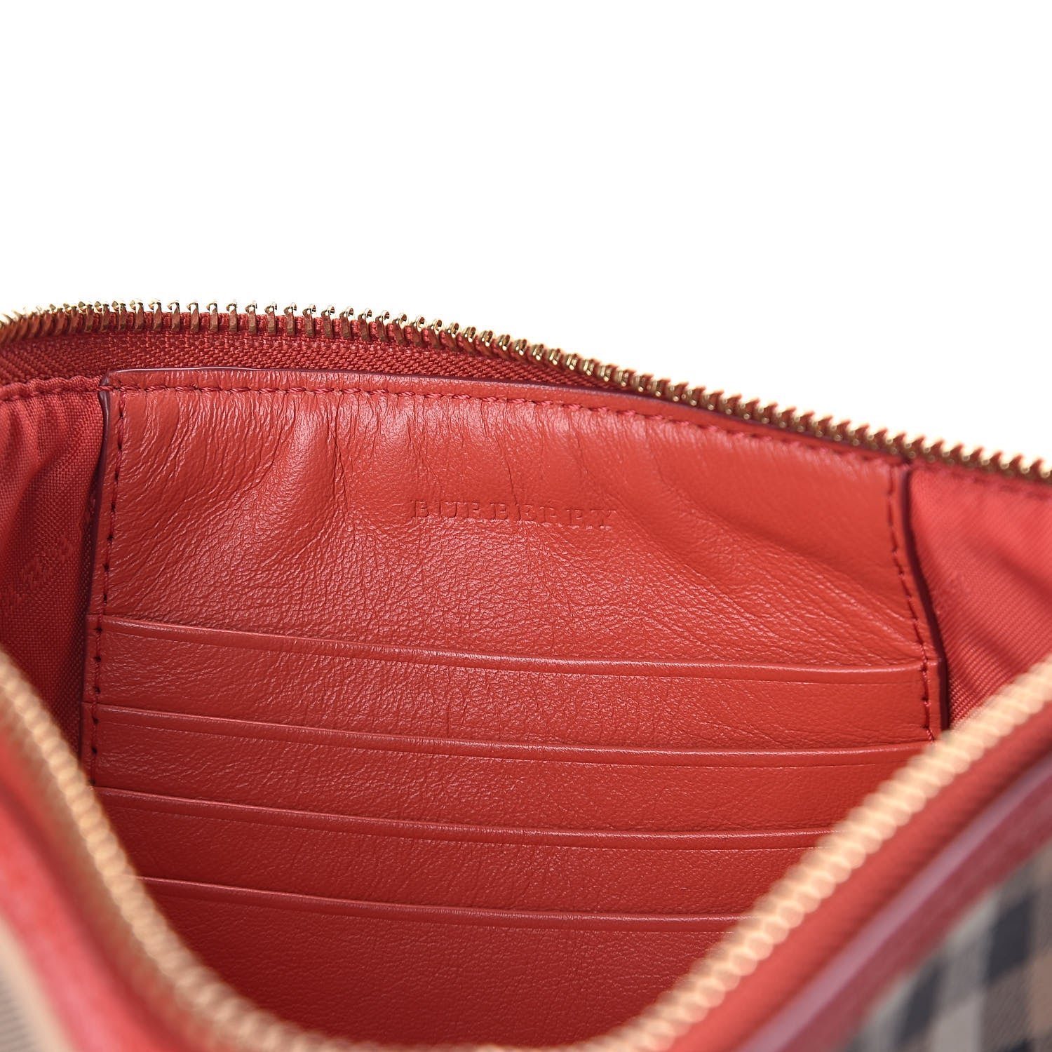 Burberry Haymarket Check Small Peyton Crossbody Clutch Bag Red 6 of 9