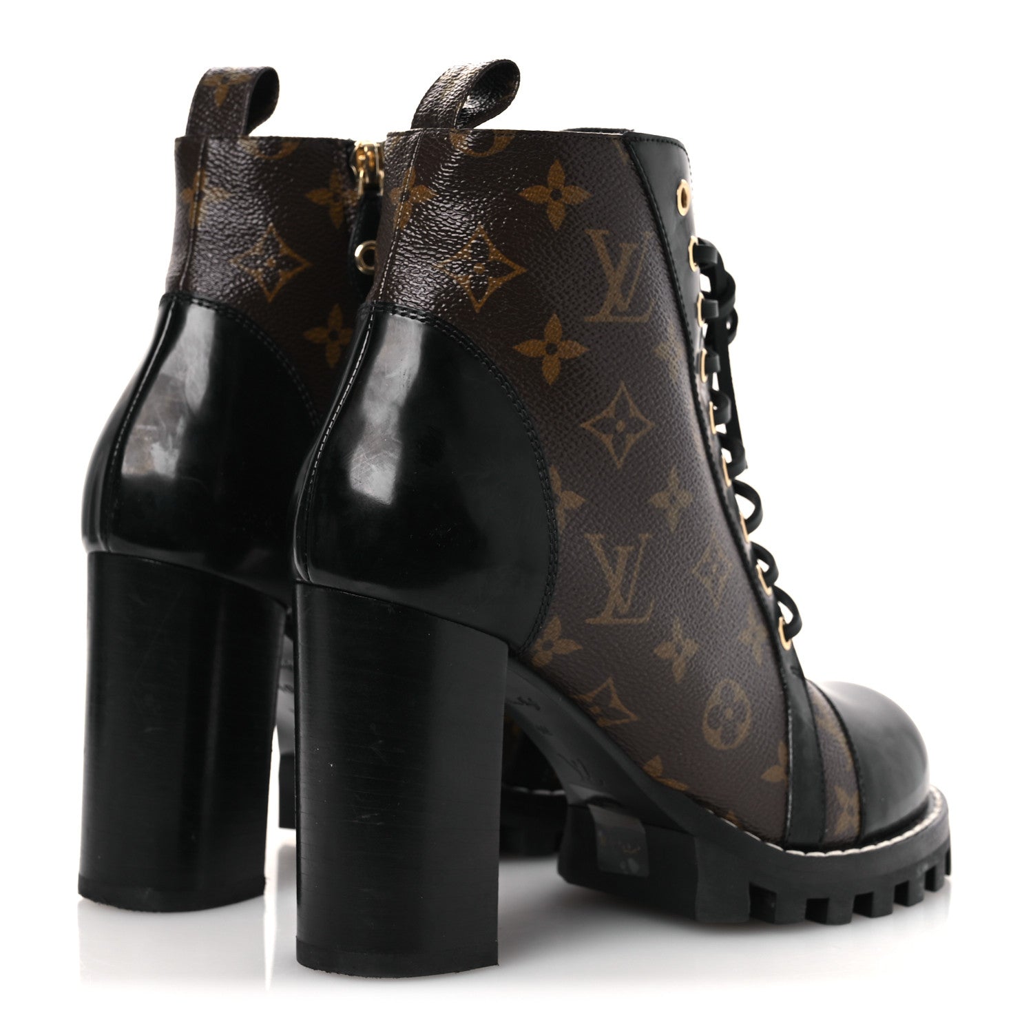 Louis Vuitton Patent Calfskin Monogram Star Trail Ankle Boots 40 Black 5 of 12