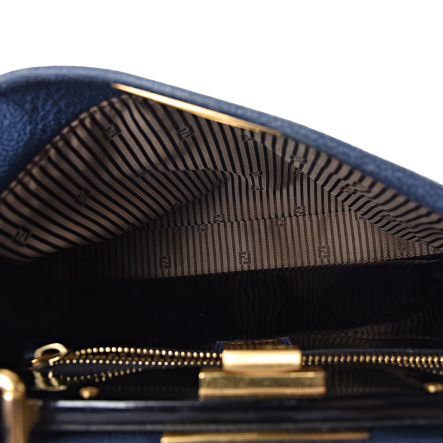 Fendi Patent Medium Peekaboo Iconic Satchel Blue 6 of 13