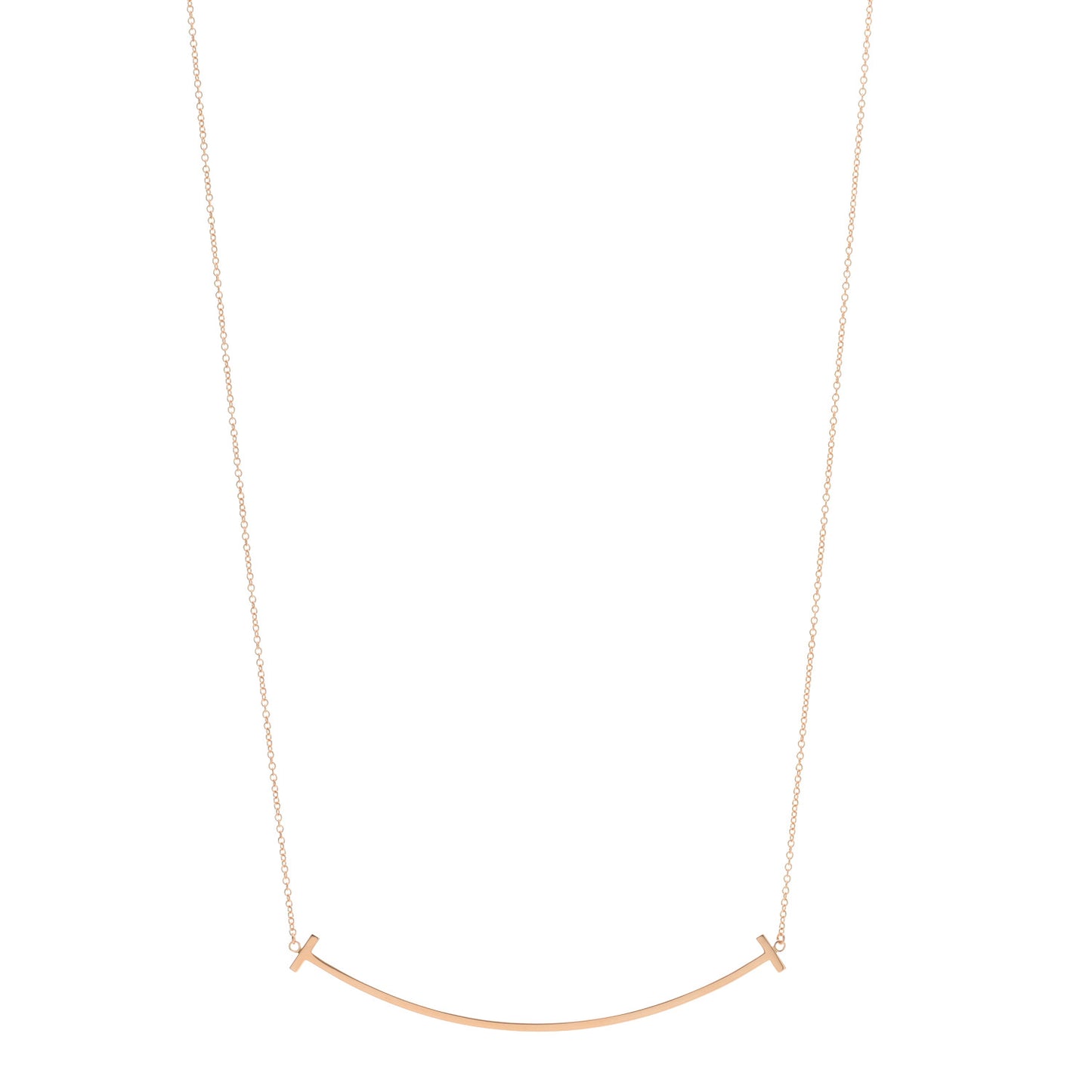 18K Rose Gold Large T Smile Pendant Necklace