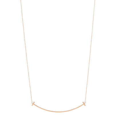 Tiffany 18K Rose Gold Large T Smile Pendant Necklace 1 of 4