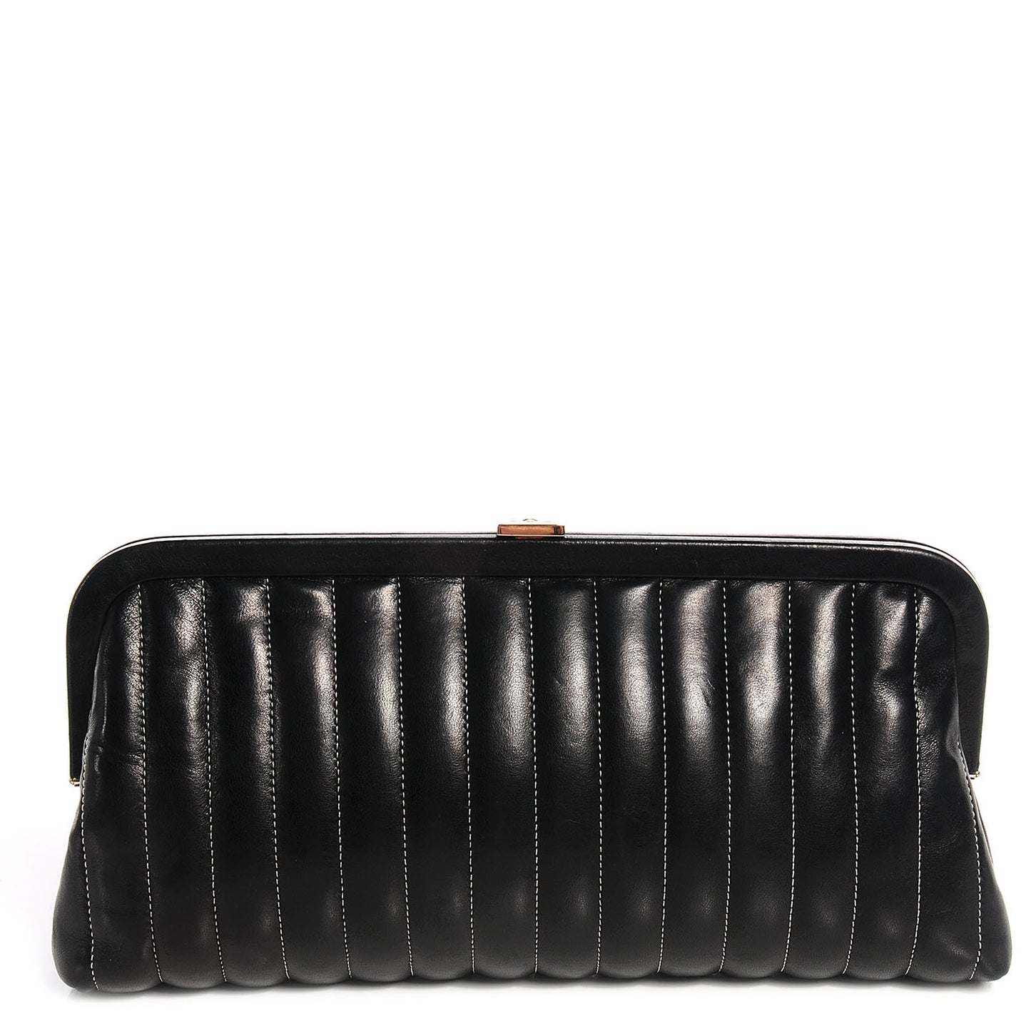 Lambskin Vertical Quilted Mademoiselle Clutch Black