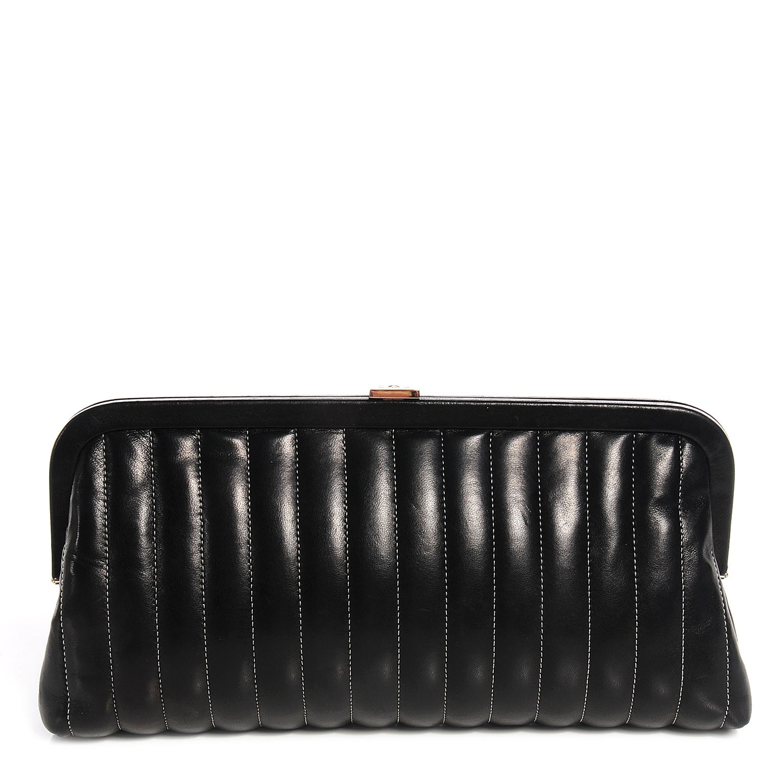 Chanel Lambskin Vertical Quilted Mademoiselle Clutch Black 1 of 7