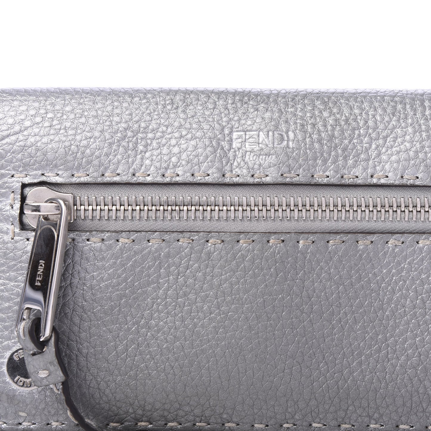 Cuoio Romano Lux Selleria Flat Clutch Argento