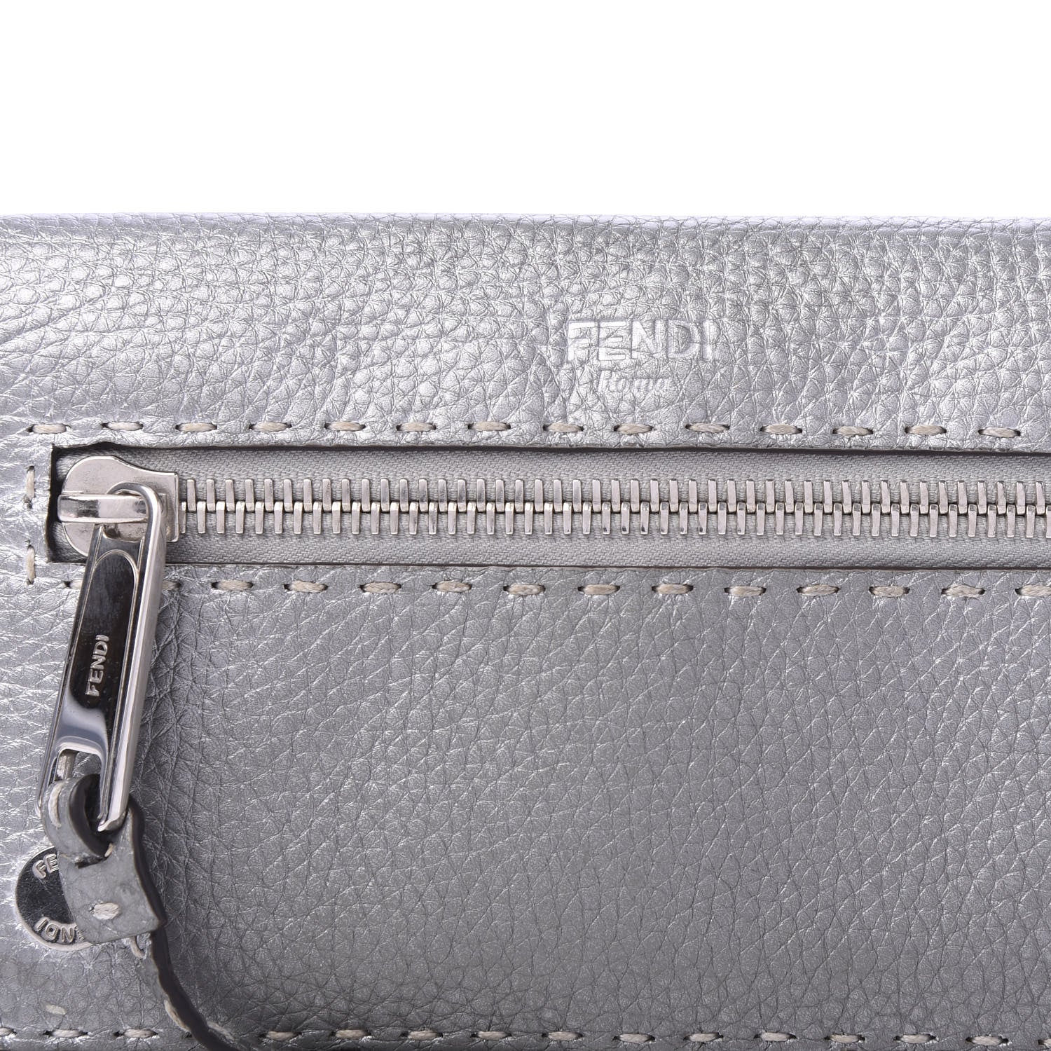Fendi Cuoio Romano Lux Selleria Flat Clutch Argento 10 of 11