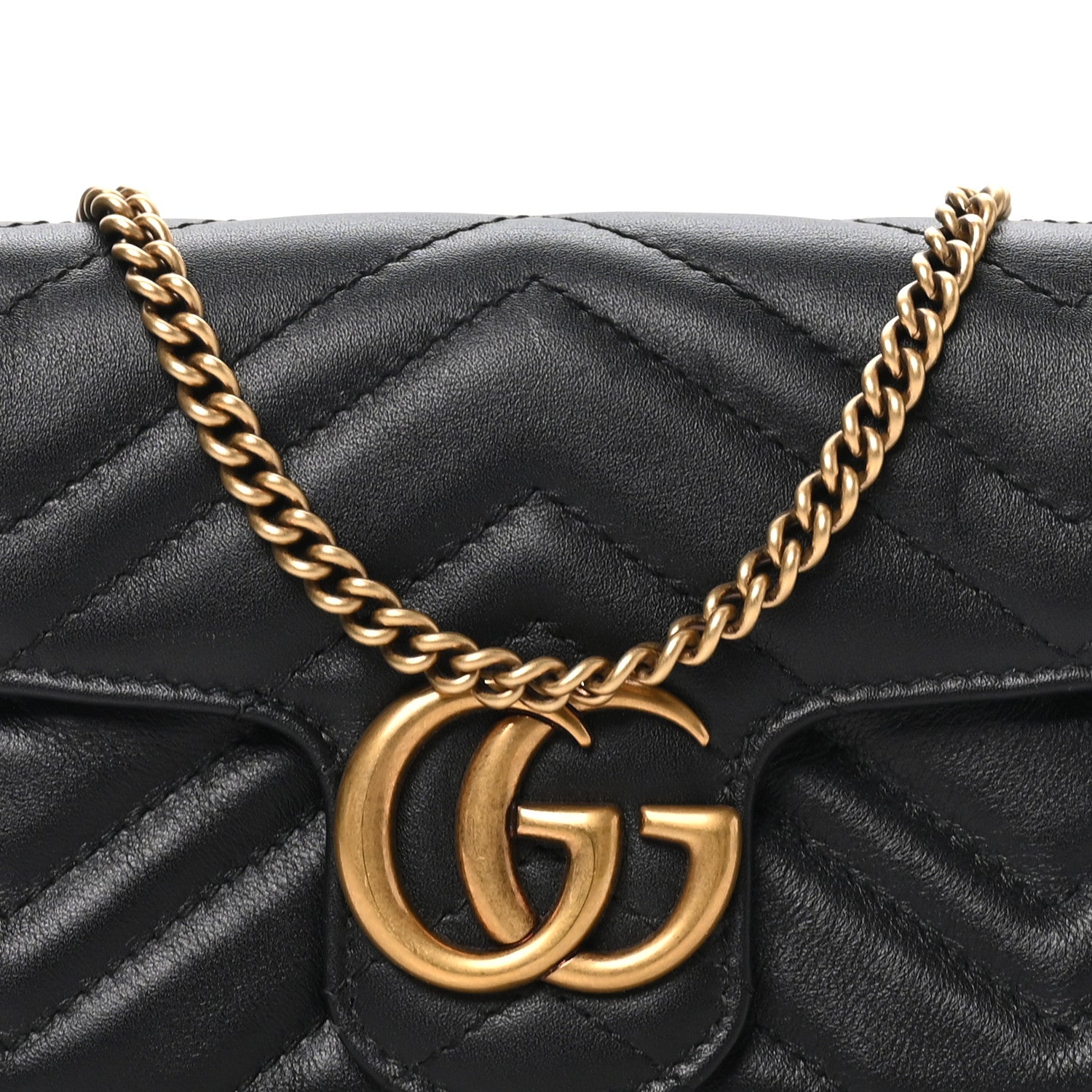 Gucci Calfskin Matelasse Super Mini GG Marmont Shoulder Bag Black 8 of 10