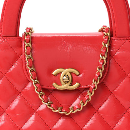 Chanel Shiny Aged Calfskin Quilted Nano Kelly Shopper Red 8 of 10