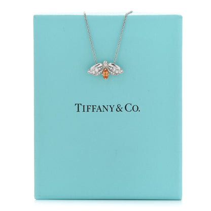 Tiffany Platinum 18K Yellow Gold Diamond Spessartine Paper Flowers Firefly Pendant Necklace 7 of 7