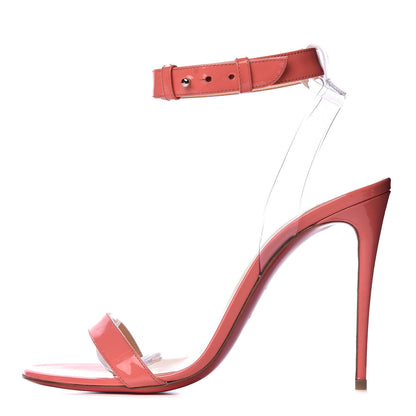 Christian Louboutin Shiny Nappa PVC Jonatina 100 Sandals 38 Pink 1 of 7