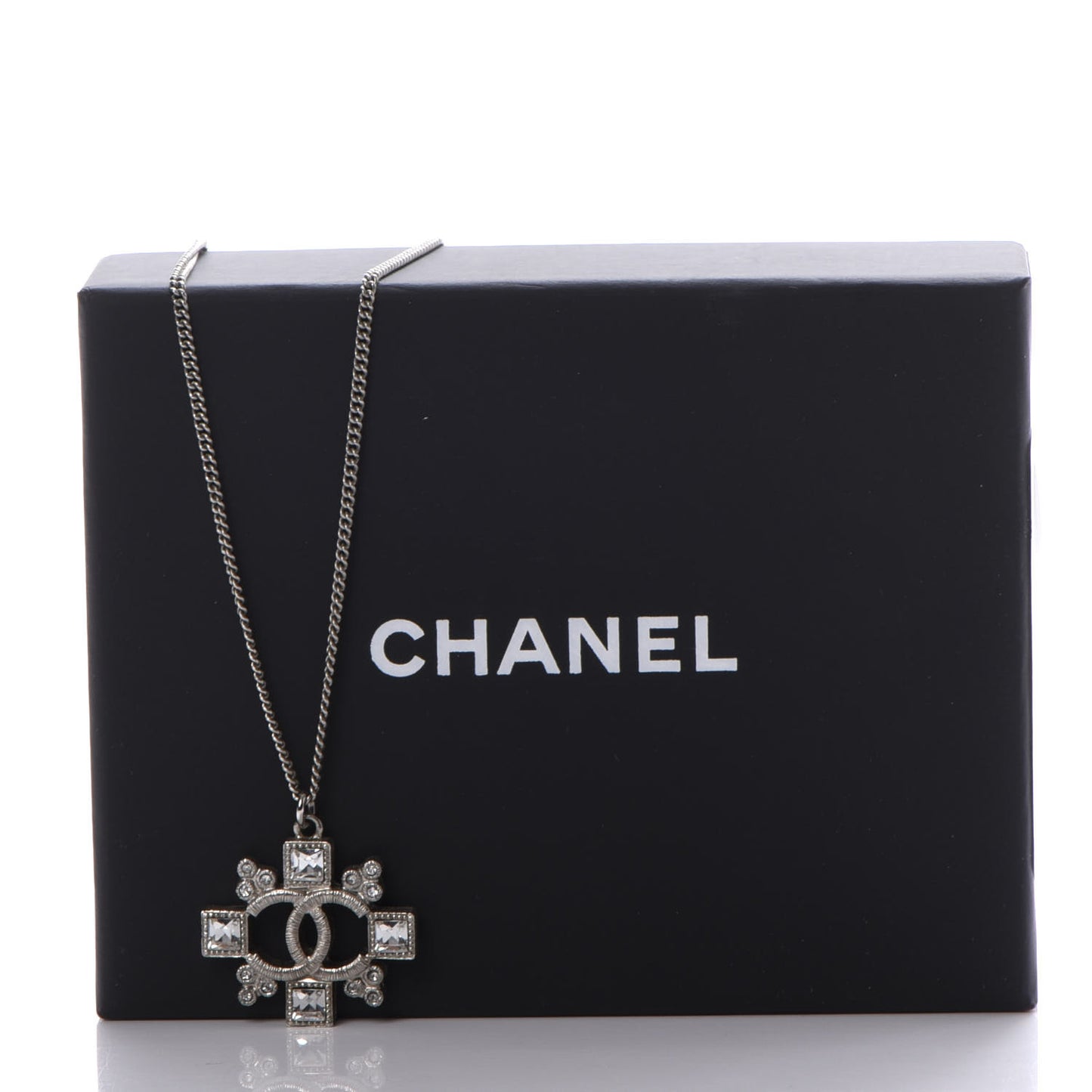 Crystal CC Pendant Necklace Silver