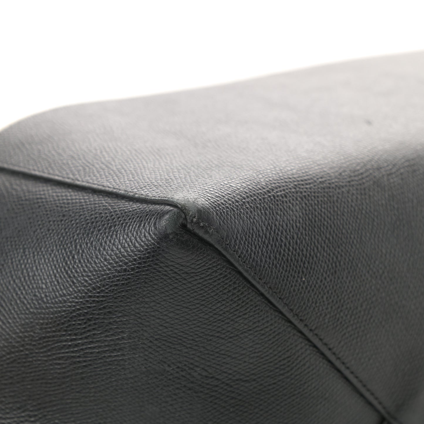 Grained Calfskin Horizontal Bi-Cabas Cream Black