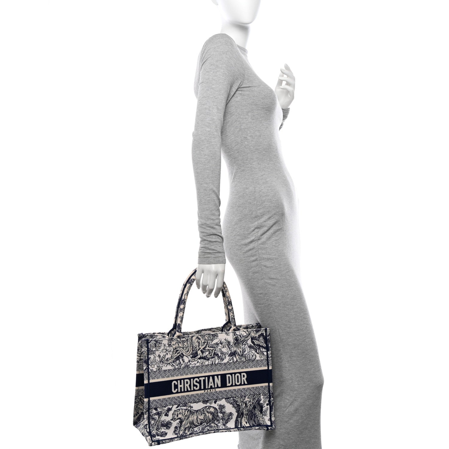 Christian Dior Canvas Embroidered Medium Toile De Jouy Reverse Book Tote Blue 2 of 12