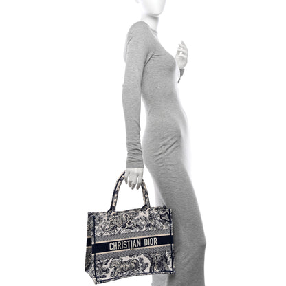 Christian Dior Canvas Embroidered Medium Toile De Jouy Reverse Book Tote Blue 2 of 12