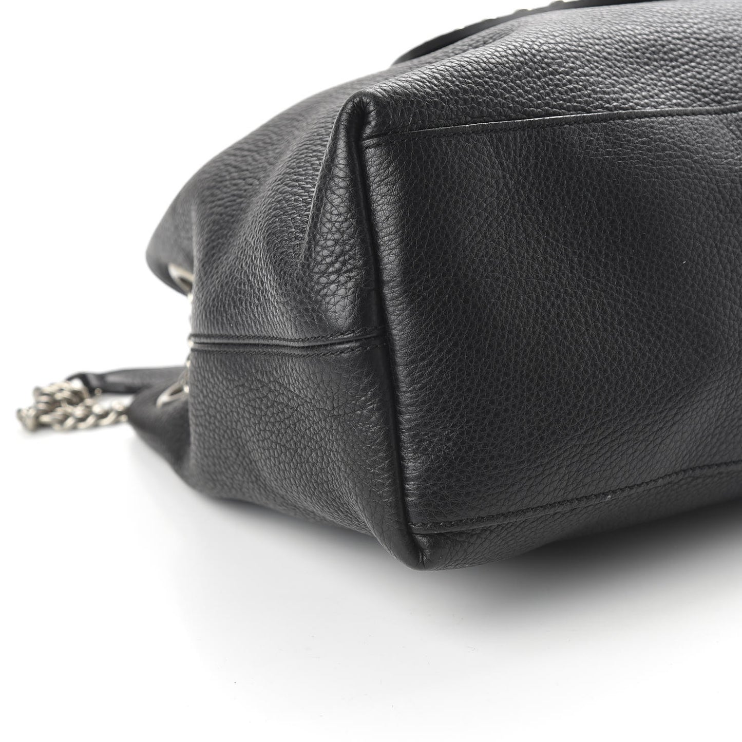 Pebbled Calfskin Studded Medium Soho Chain Shoulder Bag Black