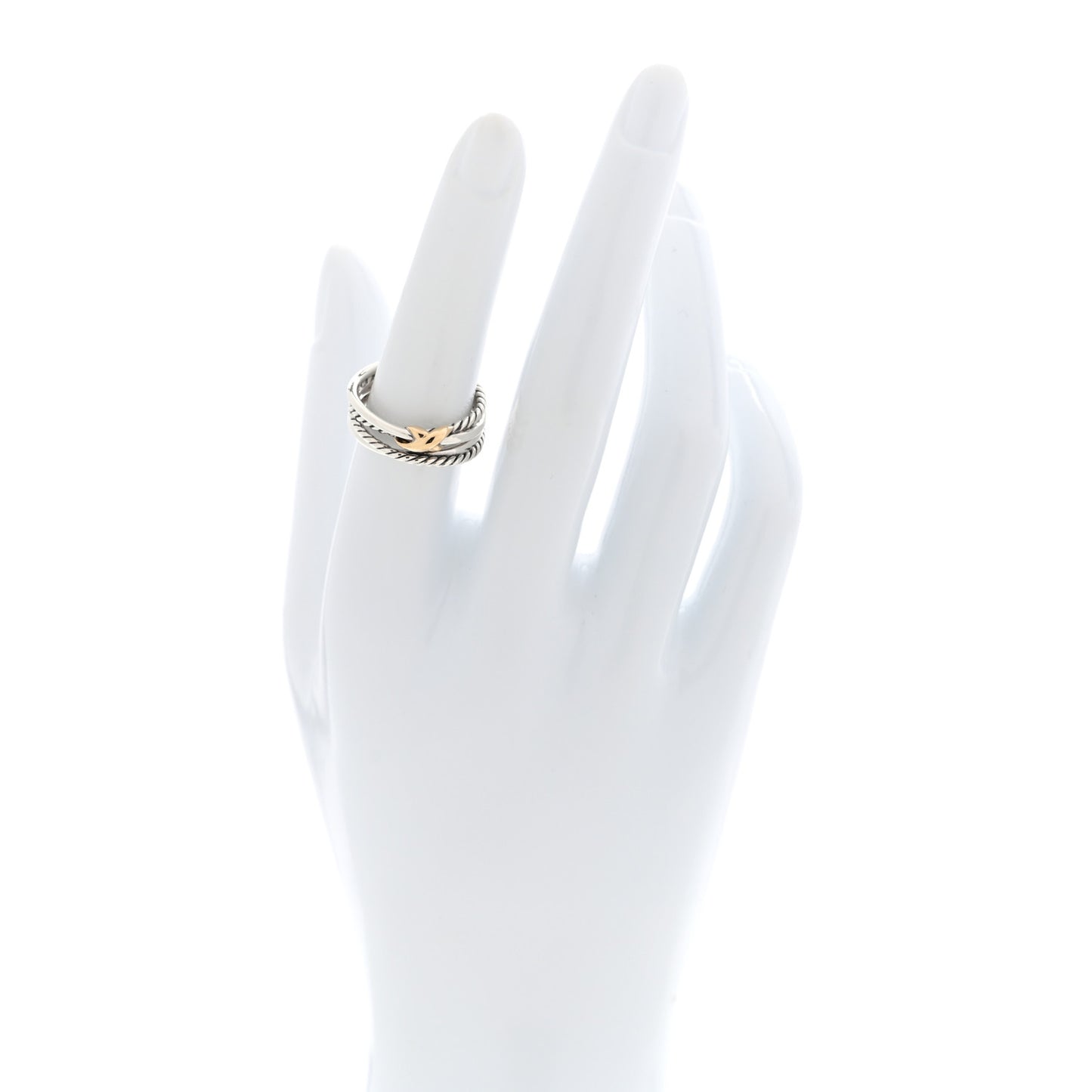 Sterling Silver 18K Yellow Gold 6mm X Crossover Ring 53 6.5