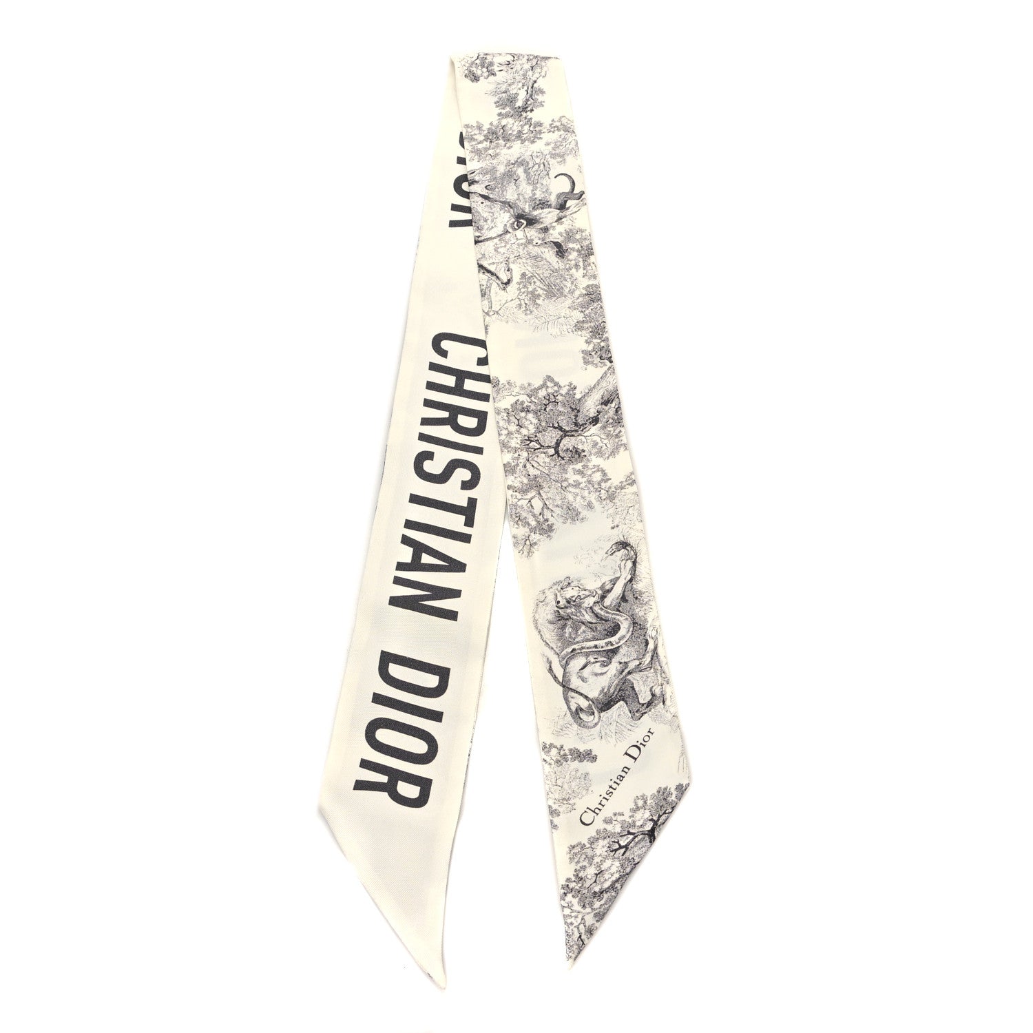 Christian Dior Silk Toile De Jouy Mitzah Scarf White 2 of 3