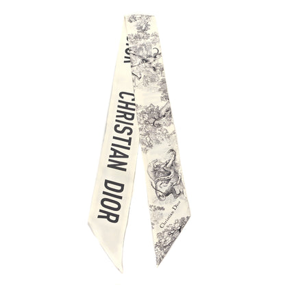 Christian Dior Silk Toile De Jouy Mitzah Scarf White 2 of 3