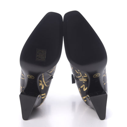 Chanel Calfskin Graffiti Short Boots 38 Black Gold 5 of 10