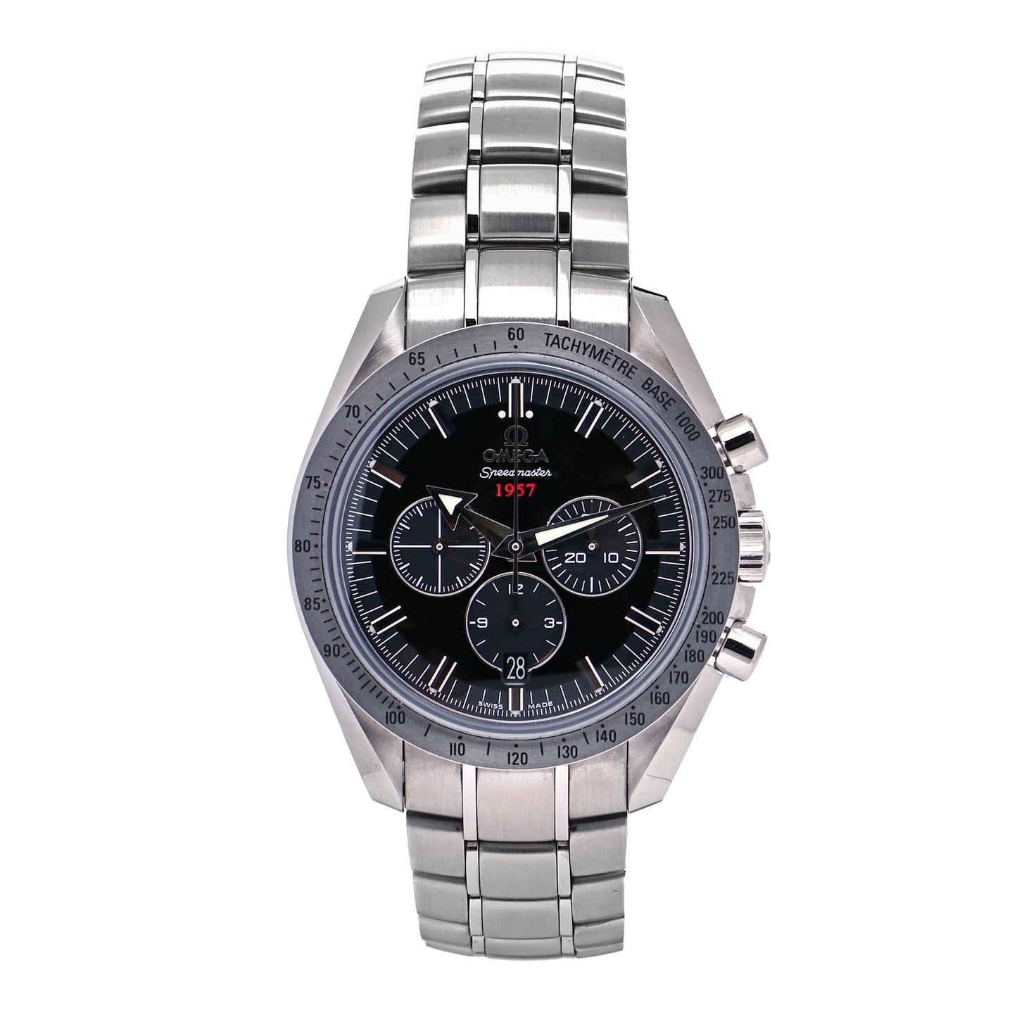 Stainless Steel 42mm Speedmaster Broad Arrow 1957 Chronograph Automatic Watch Black 321.10.42.50.01.001