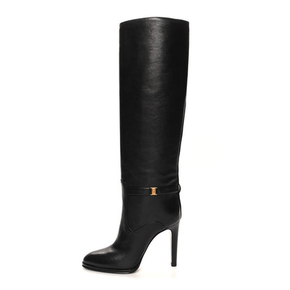 Saint Laurent Grained Calfskin Diane 100 Boots 37 Black 1 of 8