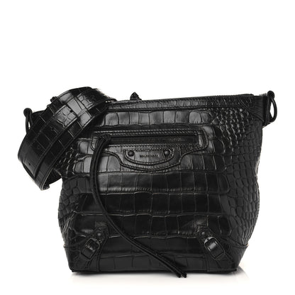 Balenciaga Extra Supple Calfskin Crocodile Embossed Neo Classic Hardware Hobo XS Black 1 of 8