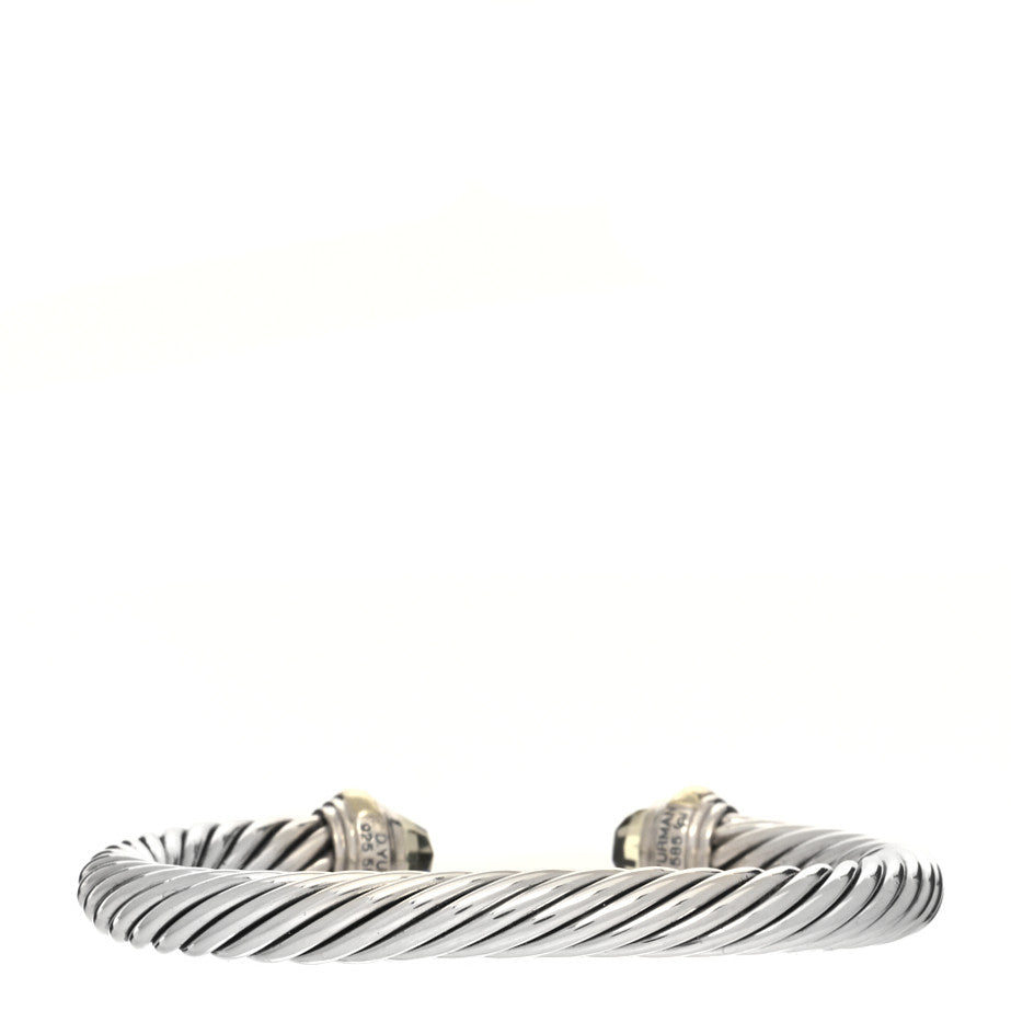 David Yurman Sterling Silver 14K Yellow Gold Lemon Citrine 7mm Cable Classics Bracelet 2 of 4