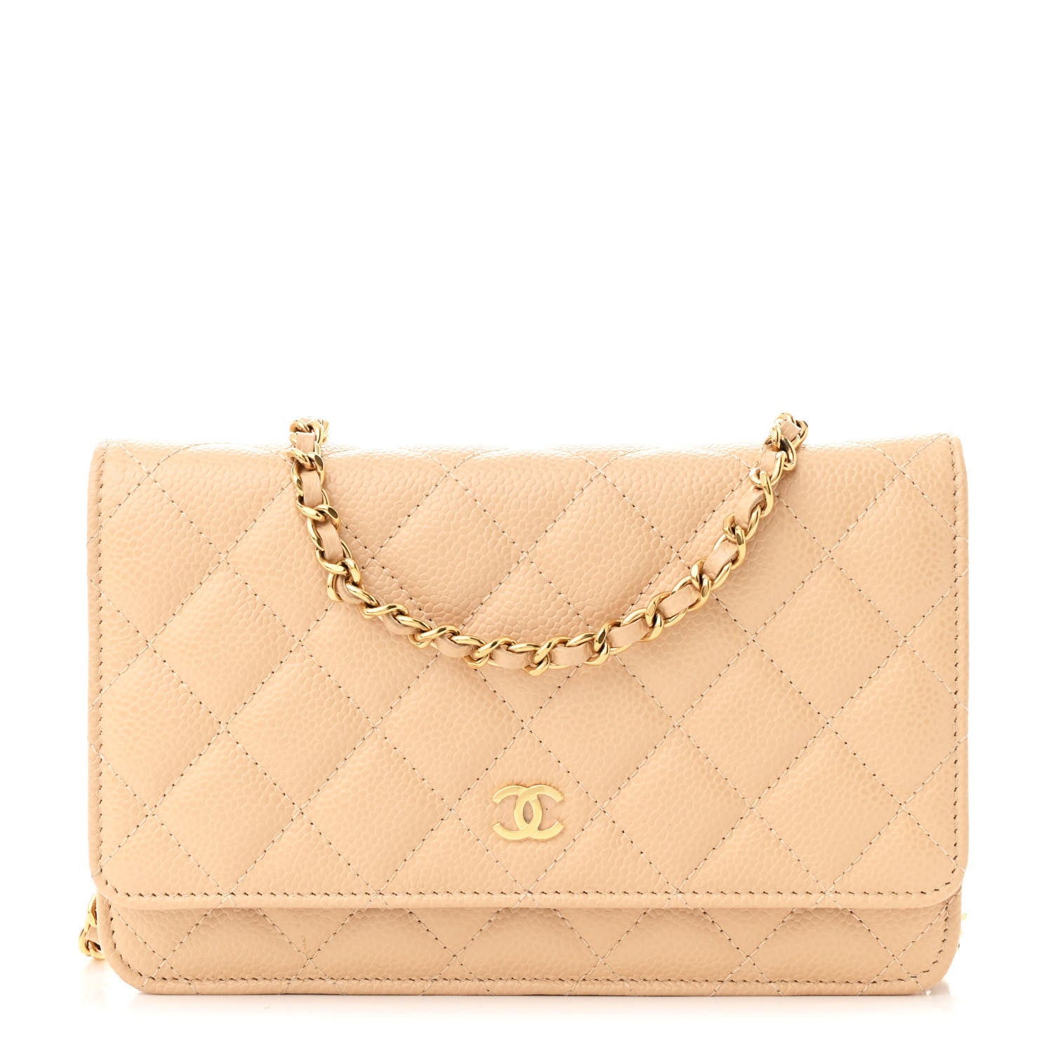 Chanel Caviar Quilted Wallet on Chain WOC Beige 1 of 11