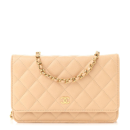 Chanel Caviar Quilted Wallet on Chain WOC Beige 1 of 11