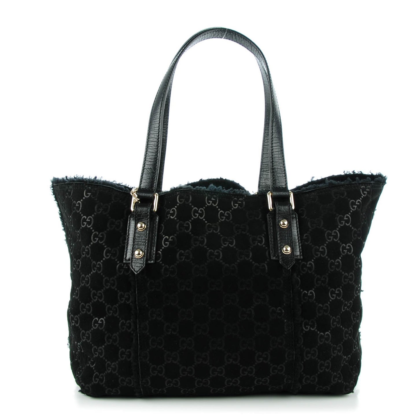 Suede Shearling Guccissima Jolicoeur Tote Black