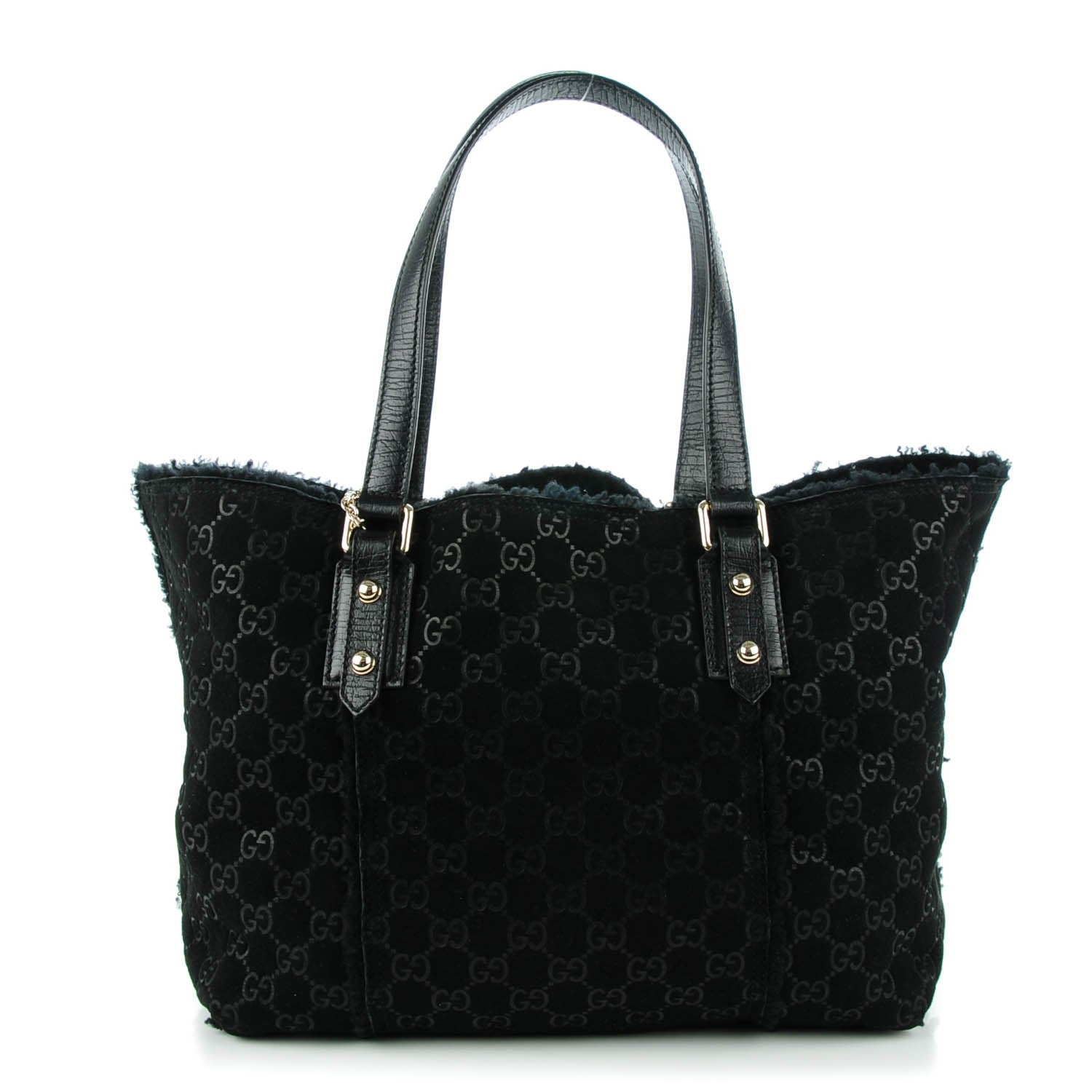 Gucci Suede Shearling Guccissima Jolicoeur Tote Black 1 of 8