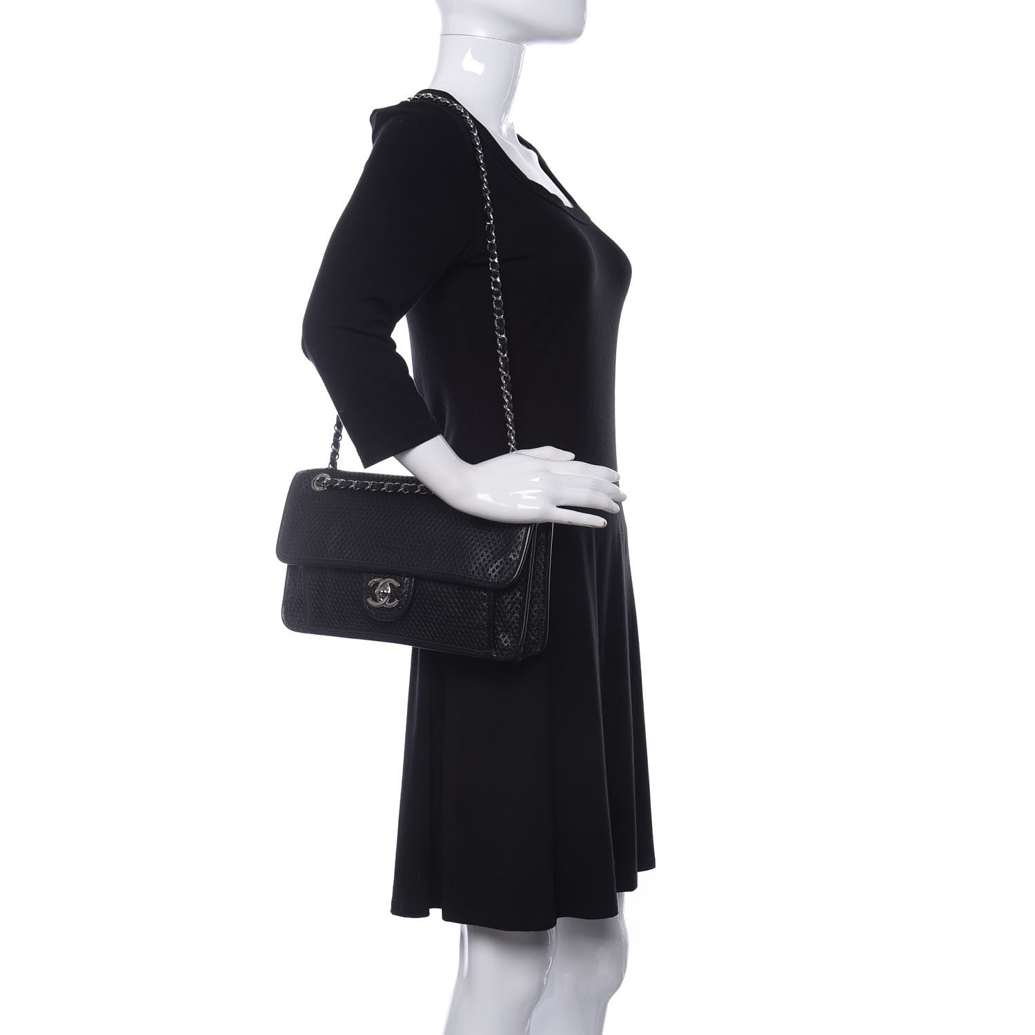 Chanel Perforated Calfskin Large Up In The Air Flap Black 2 of 10