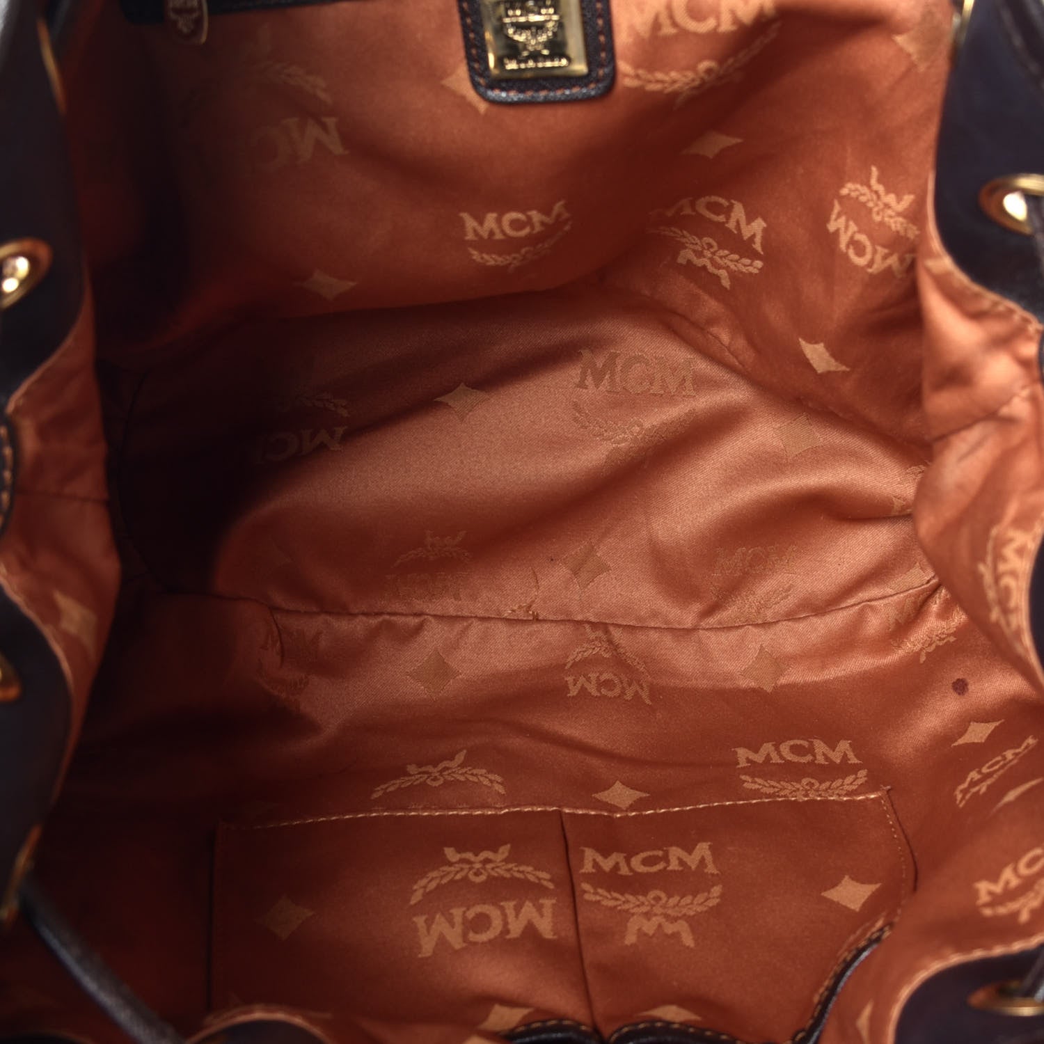 MCM Visetos Drawstring Shopper Cognac Brown 6 of 9