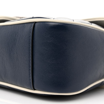 Gucci Vintage Effect Calfskin Matelasse Diagonal Small Torchon GG Marmont Shoulder Bag Blue Agata Mystic White 10 of 11