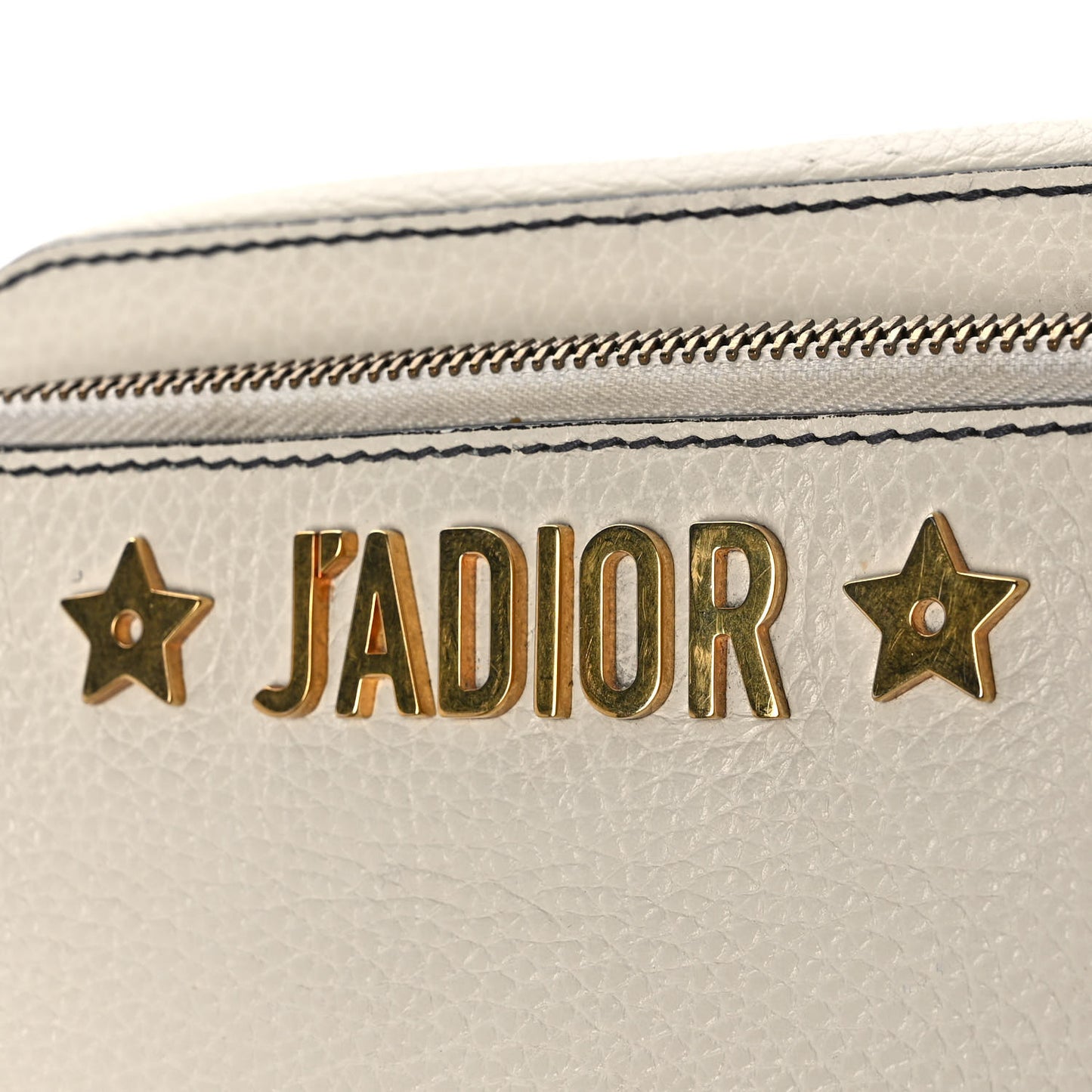 Grained Calfskin J'Adior Camera Case Clutch With Chain White