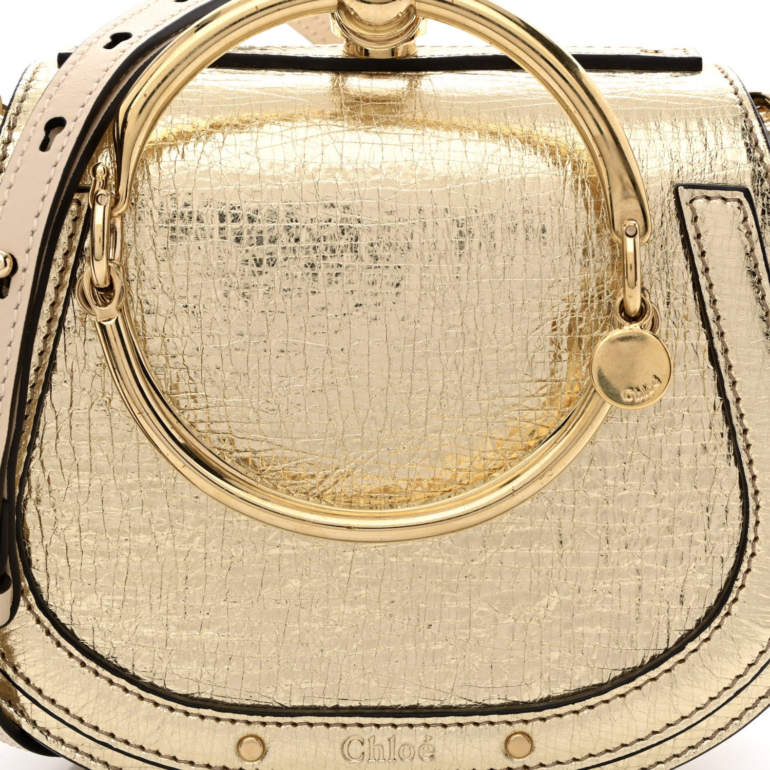 Chloe Metallic Calfskin Small Nile Bracelet Bag Gold 8 of 10